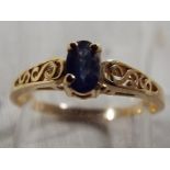 A lady's 14ct yellow gold sapphire dress ring, approx weight 1.