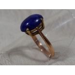 A lady's 9ct rose gold and cabachon Lapis Lazuli dress ring, approx weight 2.