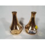 Fire Service - two small brass nozzles from a vintage fire hose, stamped GR VI with crown above,