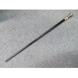 A gentleman's ebony walking cane with silver hallmarked bulbous top,