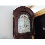 A late 18th century longcase clock, eight day bell strike movement,