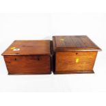 A mahogany church / tithe donation box with twin key holes,