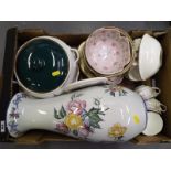 A good mixed lot of ceramics to include a hand painted large jardiniere,