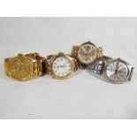 A mixed lot of four wristwatches to include a Bulova automatic with replacement strap,