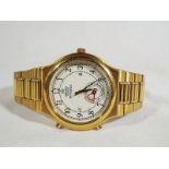 A Seiko Quartz Chronograph alarm wristwatch in a gold anodised finish,