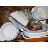 A mixed lot to include a barometer, open proof table ware,