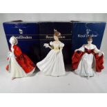Three Royal Doulton Lady figurines comprising Sara HN 2265, Kathleen HN 3609 and Rachel HN 2936,