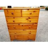 A good quality pine chest of drawers,