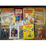 Two boxes containing a large quantity of childrens annuals, books,