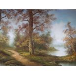 An oil on canvas depicting a countryside scene, signed lower right Windsey, framed,