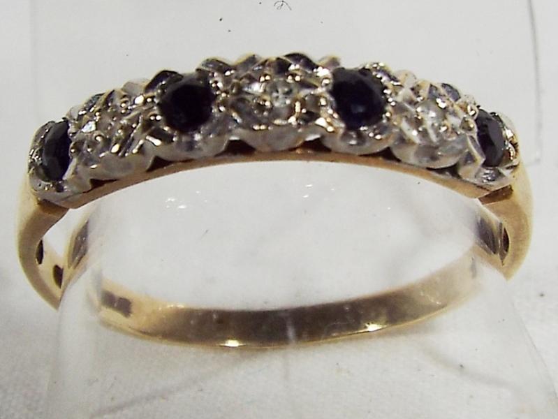 A lady's 9ct gold sapphire and diamond eternity ring, size P1/2, approximate weight 1.