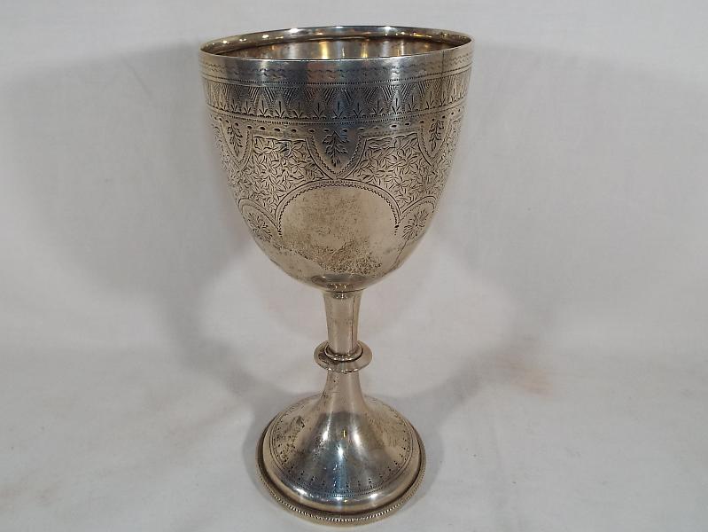 A Victorian silver hallmarked communion goblet, Birmingham assay 1899, 21cm (h),