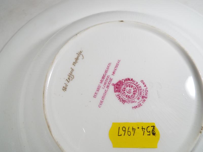 An early 20th century Royal Worcester bowl decorated with depictions of red-legged partridges, - Image 2 of 2