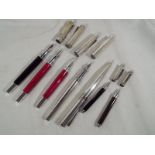 A collection of seven silver Lalex pens to include two miniature 1938, three fountain pens,