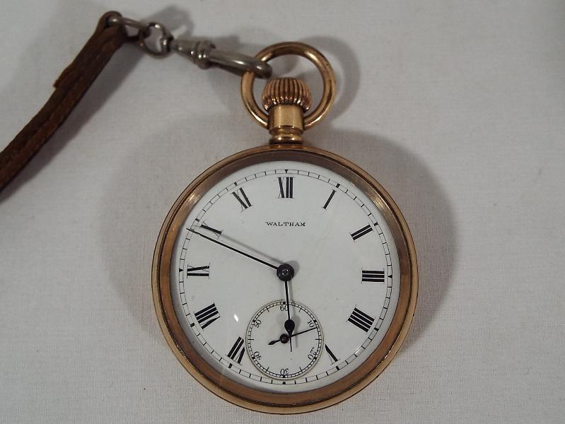 A gentleman's stem-wind Waltham pocket watch in a gold-plated Star case,