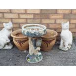 Reclamation - A collection of garden ornaments to include two reconstituted stone statues depicting