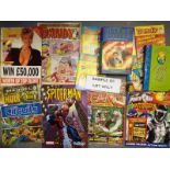 A collection of comics and books and annuals to include Harry Potter, The Beano, The Dandy,