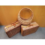Two wicker picnic baskets and a wicker shopping basket (3)