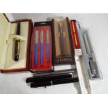 A collection of good quality pens to include Parker, Sheaffer,