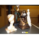 A mixed lot to include an Austins Sculptures figurine entitled Darwin's Ape,