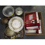 A good mixed lot of silver plated ware to include scalloped shell dish, community plate,