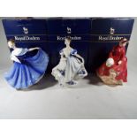 Three Royal Doulton Lady figurines to include Louise HN 3207, Elaine HN 2791 and Beatrice HN 3263,