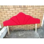 A double bed headboard (red) approx 94 cm (h) x 150 cm (w)