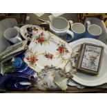 A good mixed lot of  to include TG Green tankards, ceramics, postcards, large water jug,