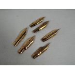 A collection of six 14ct gold fountain pen nibs, approx weight 1.