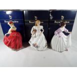 Three Royal Doulton Lady figurines comprising Ashley HN 3420, Joanne HN 3422 and Buttercup HN 2399,