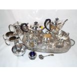 A collection of good quality plated ware to include tea and coffee set with cream jug and sugar