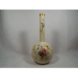 A Royal Worcester bud vase hand painted in a floral design on blush ivory ground 16.