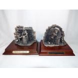 Two Myth and Magic pewter figurines on plinths entitled Dark Secrets and The Sorcerers Apprentice