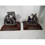 Two Myth and Magic pewter figurines on wooden plinths entitled The Well of Aspirations with a