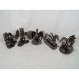 A collection of five Myth and Magic pewter figurines to include The Dragons Kiss, Old Father Time,