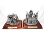 Two Myth and Magic pewter figurines on wooden plinths entitled The Nest of the Dragons and The