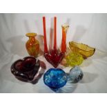 A good collection of Art glass to include bud vases, bowls, trinket dishes,