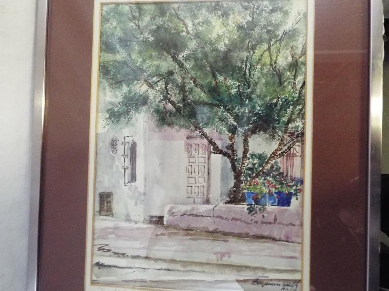 A watercolour depicting Cala d'Or,  Majorca by Benjamin Smith signed lower right by the artist,