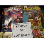 A large collection of comics, magazines,