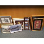 A collection of approximate 19 framed pictures various subjects wild animals, aboriginal art,