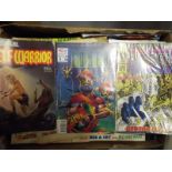 A collection of unsorted comics, magazines,