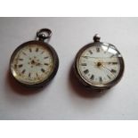 Two lady's silver cased pocket watches s