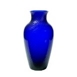 A Murano spiraled blue glass vase with silver inclusions. Height: 40cm Overall good condition.