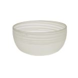 A Carlo Moretti frosted glass bowl the rim trailed in white, incised mark, together with a purple