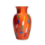 A Carlo Moretti orange ground vase, incised mark. Height: 27cm / 10 5/8in Diam / top: 11cm / 4 5/