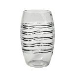 A Barbini clear glass vase with dimpled centre and ribbed bands, incised mark with applied label.