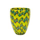 A Venini 'Calabash' vase designed by James Carpenter, 'Zanfico' multi coloured green and red canes