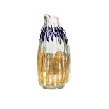 A Murano glass vase, clear glass body applied with trailed blue and clear glass and gold inclusions,