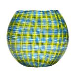 A Venini 'Scozzesi' vase designed by Alessandro Diaz de Santillana with crossed yellow, blue and