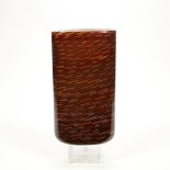 A Murano glass vase, inspired by Barovier, overlaid with brown glass canes on an opaque ground.